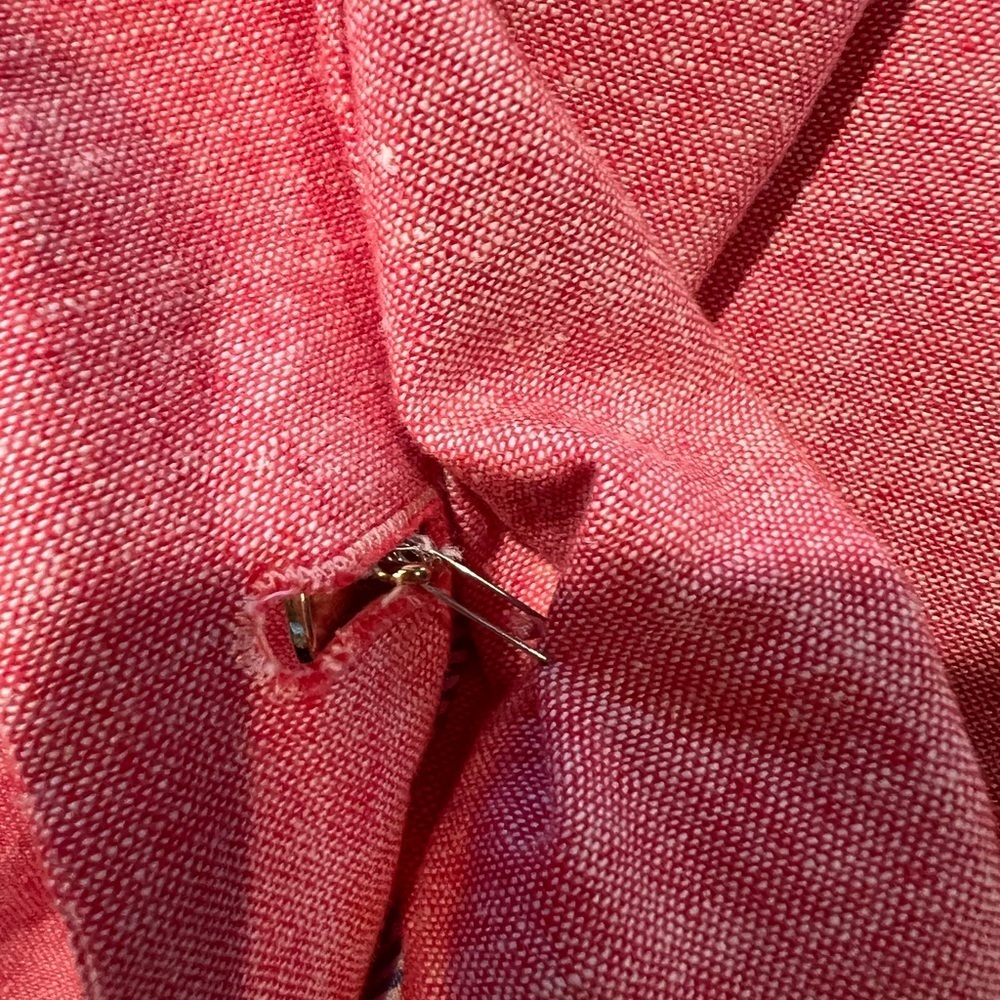 Draper James Blazer Womens Washed Pink Red Boxy Jacket Linen Cotton Chambray XL - Picture 5 of 8